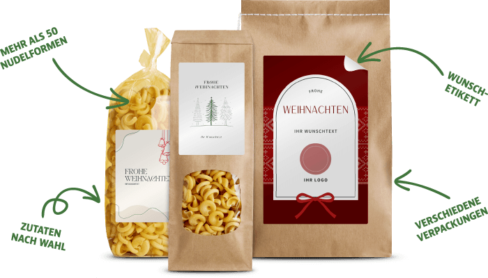 Nudelverpackungen mit individualisierbaren Etiketten